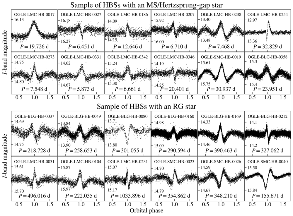 Phase-folded light curves of HBSs